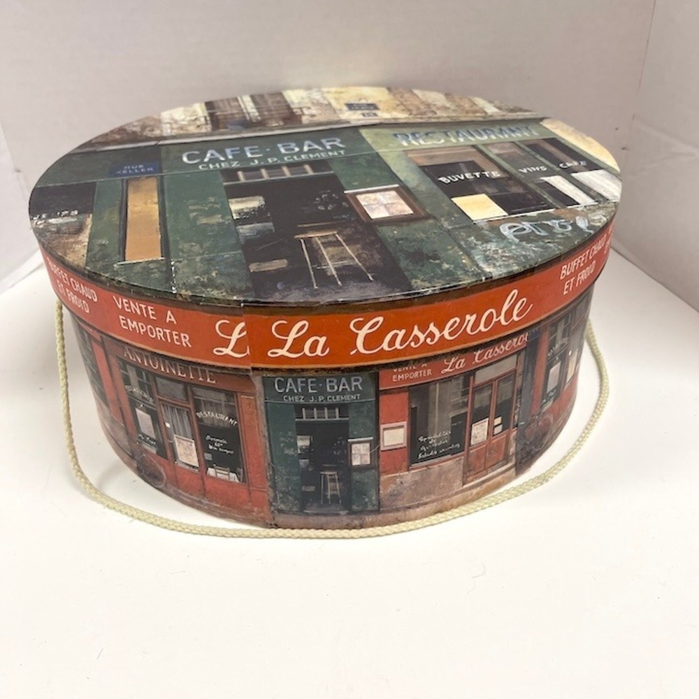 Vintage Paris French Café Bistro Hat Box Rue Keller 13x6" Large Round Box